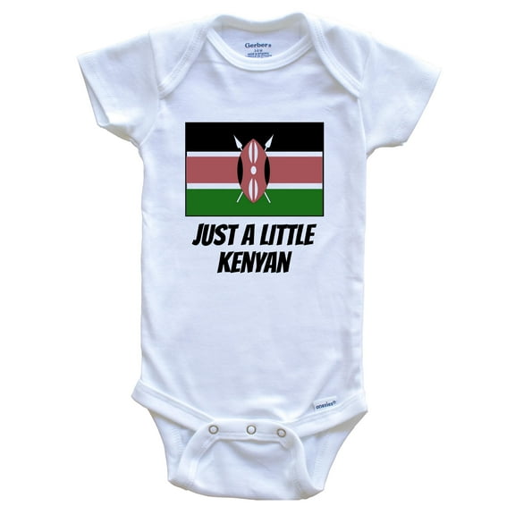 Just A Little Kenyan Cute Kenya Flag Baby Bodysuit, 3-6 Months White