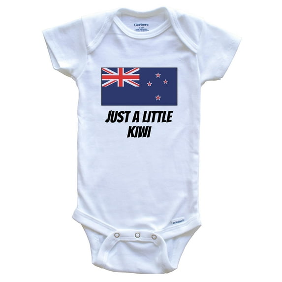 Just A Little Kiwi Cute New Zealand Flag Baby Bodysuit, 0-3 Months White