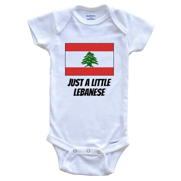 Just A Little Lebanese Cute Lebanon Flag Baby Bodysuit, 6-9 Months White