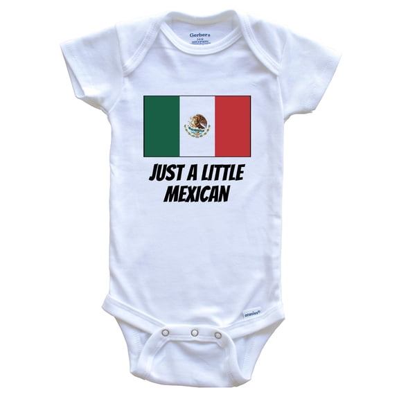 Just A Little Mexican Cute Mexico Flag Baby Bodysuit, 0-3 Months White