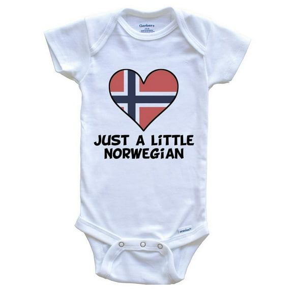 Just A Little Norwegian Baby Bodysuit - Funny Norway Flag Baby Bodysuit, 0-3 Months White