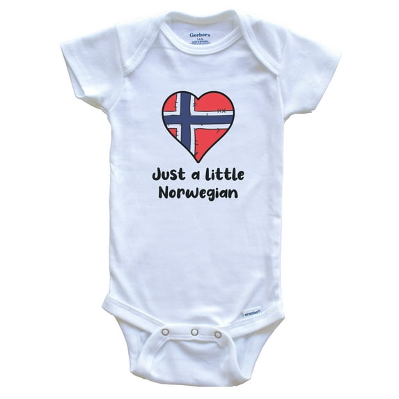 Just A Little Norwegian Norway Flag Heart Baby Bodysuit