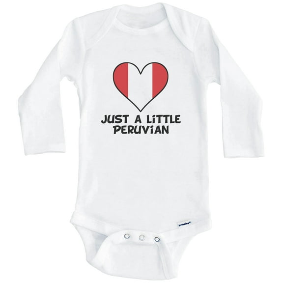 Just A Little Peruvian Baby Bodysuit - Funny Peru Flag Baby Bodysuit (Long Sleeve), 0-3 Months White