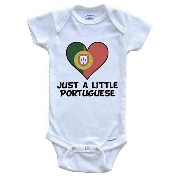 Just A Little Portuguese Baby Bodysuit - Funny Portugal Flag Baby Bodysuit, 3-6 Months White