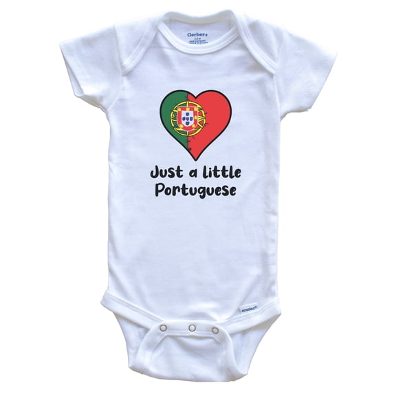 Just A Little Portuguese Portugal Flag Heart Baby Bodysuit