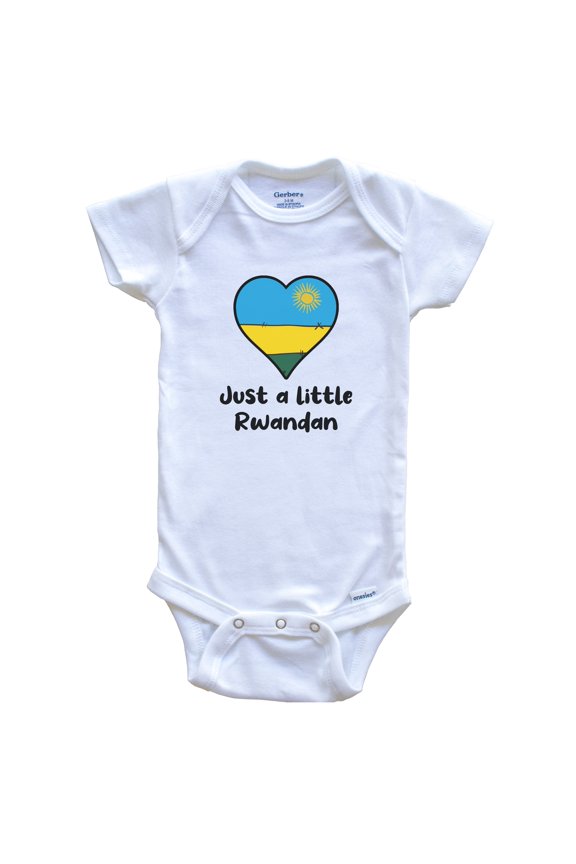 Just A Little Rwandan Rwanda Flag Heart Baby Bodysuit