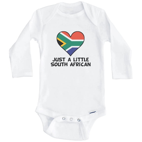 Just A Little South African Baby Bodysuit - Funny South Africa Flag Baby Bodysuit (Long Sleeve), 0-3 Months White