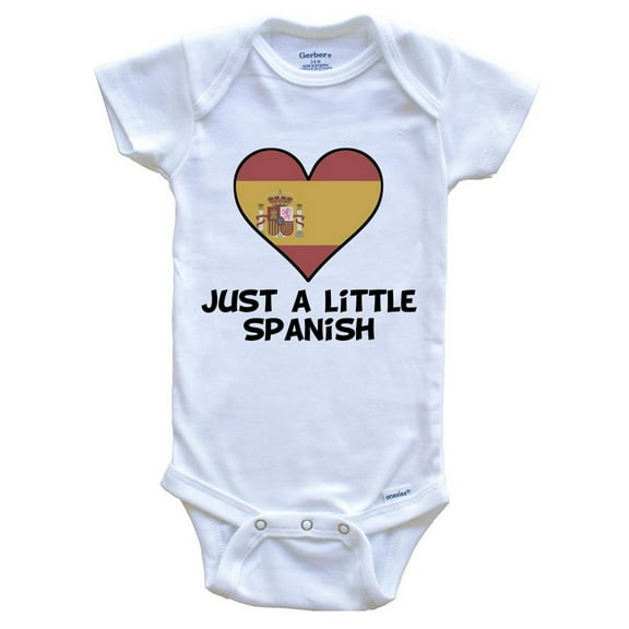 Just A Little Spanish Baby Bodysuit - Funny Spain Flag Baby Bodysuit, 0-3 Months White