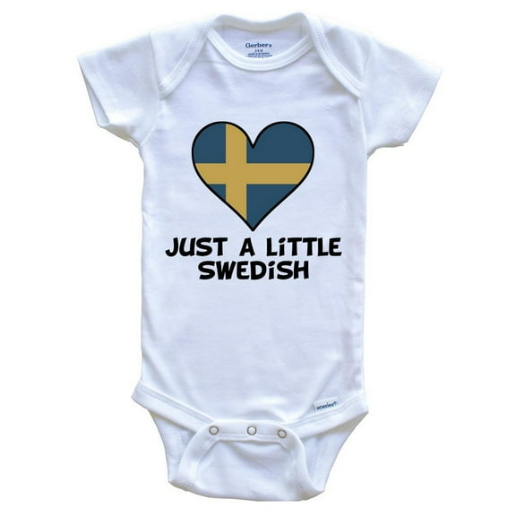 Just A Little Swedish Baby Bodysuit - Funny Sweden Flag Baby Bodysuit, 0-3 Months White