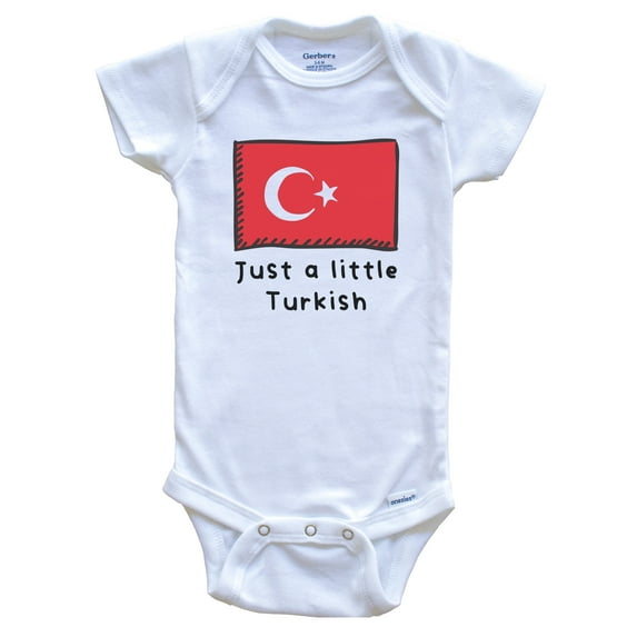 Just A Little Turkish Funny Cute Turkey Flag Baby Bodysuit