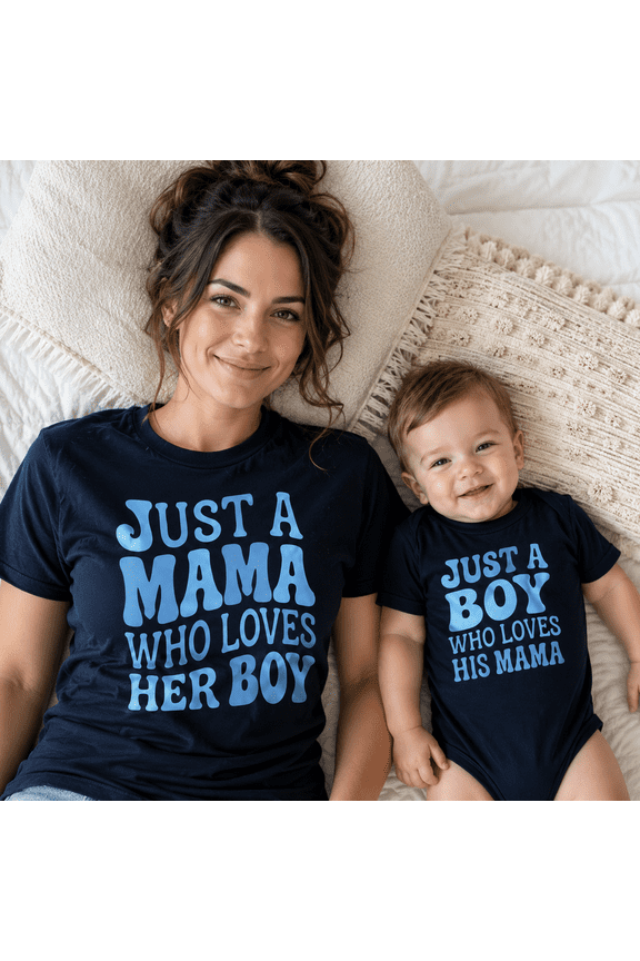 Just A Mama Who Loves Her Boy Shirt, Mother Son Matching Outfit, Boy Mom Tee, Mommy and Me Shirts, Birthday Gift for Mom