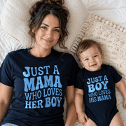 Just A Mama Who Loves Her Boy Shirt, Mother Son Matching Outfit, Boy Mom Tee, Mommy and Me Shirts, Birthday Gift for Mom