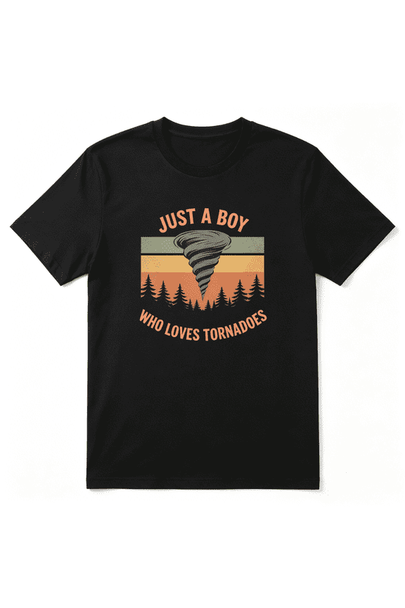 Just A Man Who Loves Tornadoes Slogan Vintage Graphic Tee for Men, Outdoor Fun Cotton Short Sleeves T-Shirt