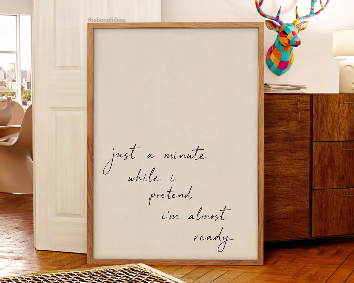 Just A Minute Poster, Minimalist Typography Restroom Quote, Bathroom ...