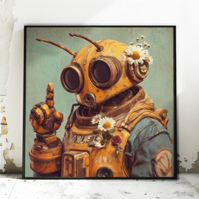 Just A Sec Comic Style Print Art Print Wall Art Home Decor Graphic Novel Robot Art Illustration
