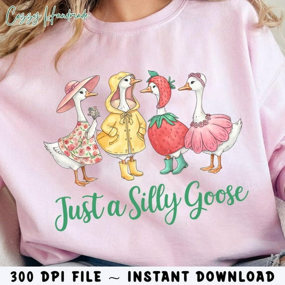 Just A Silly Goose T-Shirt Funny Goose Pun Humor for Animal Lovers Cute Retro Goose Family Matching Outfit Shirt