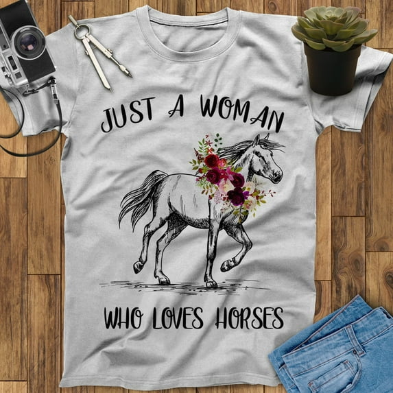 Just A Woman Who Love Horses With Flowers T-Shirt, Horse Sweatshirt T-Shirt, Horse Hoodie, Horse Gifts For Woman, Horse Girl Shirt, Country Shirts