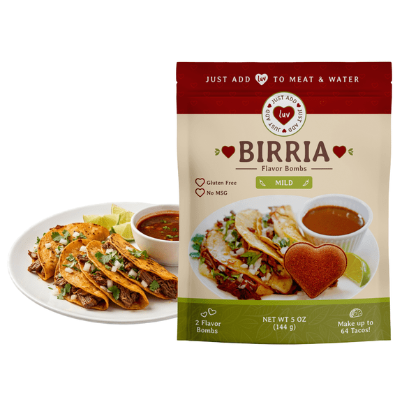 Just Add Luv Authentic Birria Bomb Seasoning - Mild (Regular) | Mexican Spice Mix for Tacos, Quesadillas & Enchiladas | No MSG, Gluten-Free | 2-Pack