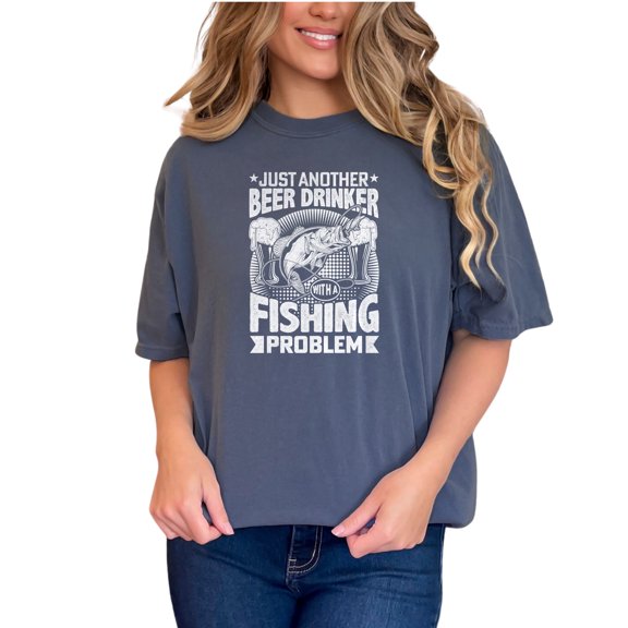 Just Another Beer Drinker Fishing Problem, Fishermen, Denim Comfort Colors T-Shirt, Large