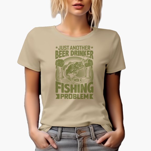 Just Another Beer Drinker with a Fishing Problem, Tan T-Shirt, Small