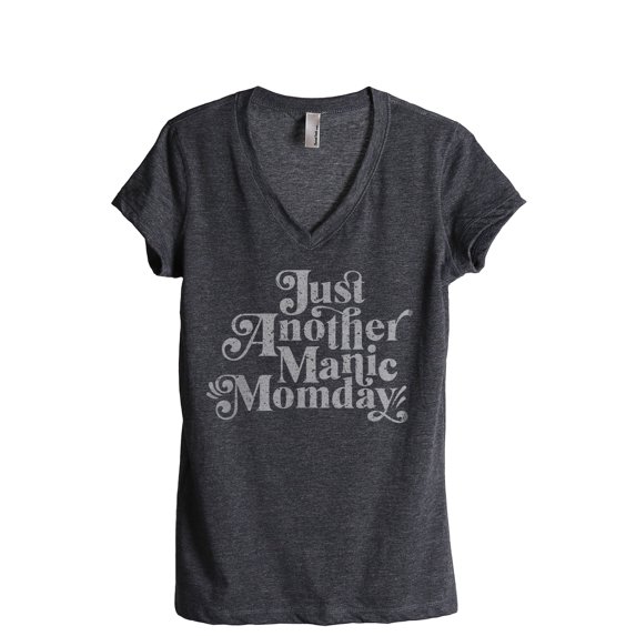Just Another Manic Momday Women's Fashion Relaxed V-Neck T-Shirt Tee Charcoal Grey 2X-Large