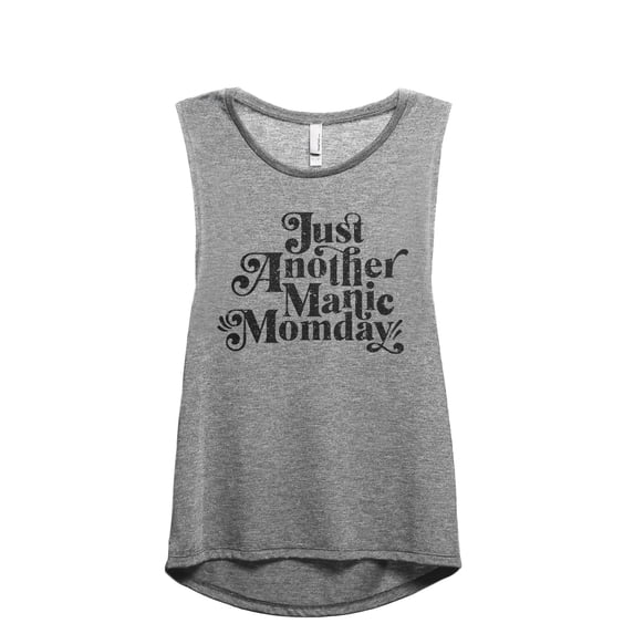 Just Another Manic Momday Women's Fashion Sleeveless Muscle Workout Yoga Tank Top Heather Grey Grey Medium
