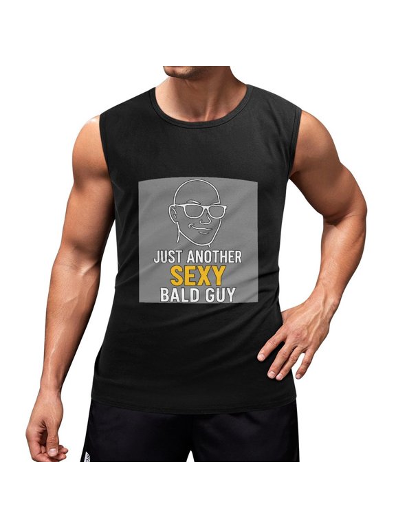 Just Another Sexy Bald Guy Men's Tank Tops - 100% Cotton Sleeveless Undershirts - Black Small