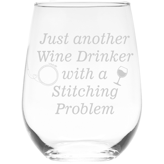C&M Personal Gifts 17 oz. Just Another Wine Drinker with a Stitching Problem Stemless Wine Glass