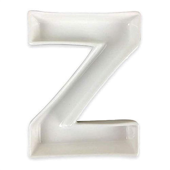 Just Artifacts 5.5-Inch Small White Decorative Ceramic Letter Dish (Letter: Z)