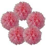 Just Artifacts 5pcs 12-Inch Tissue Paper Pom Pom Flower Ball Baby Pink