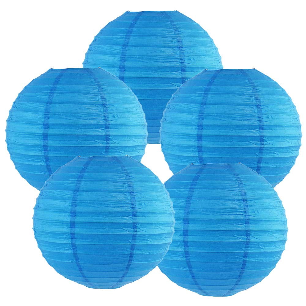 Just Artifacts 6-Inch Blue Chinese Japanese Paper Lanterns (Set of