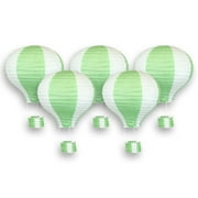 Just Artifacts Decorative 12-Inch Hot Air Balloon Paper Lanterns (5pcs, Green & White)