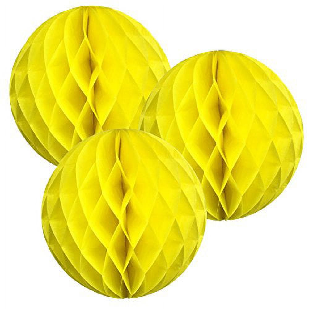 Just Artifacts Tissue Paper Honeycomb Ball (Set of 3, 8-Inch,Banana Yellow)  