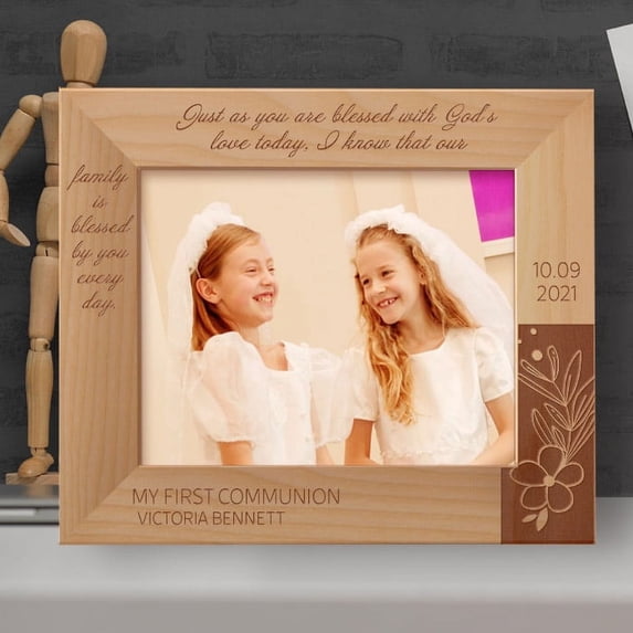 Just As You Are Blessed With God's Love Today I Know That Our Family Is Blessed By You Every Day Personalized Wooden Frame-10" x 8" Brown Horizontal