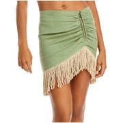 Just BEE Queen Womens Valencia Fringe Ruched Mini Skirt