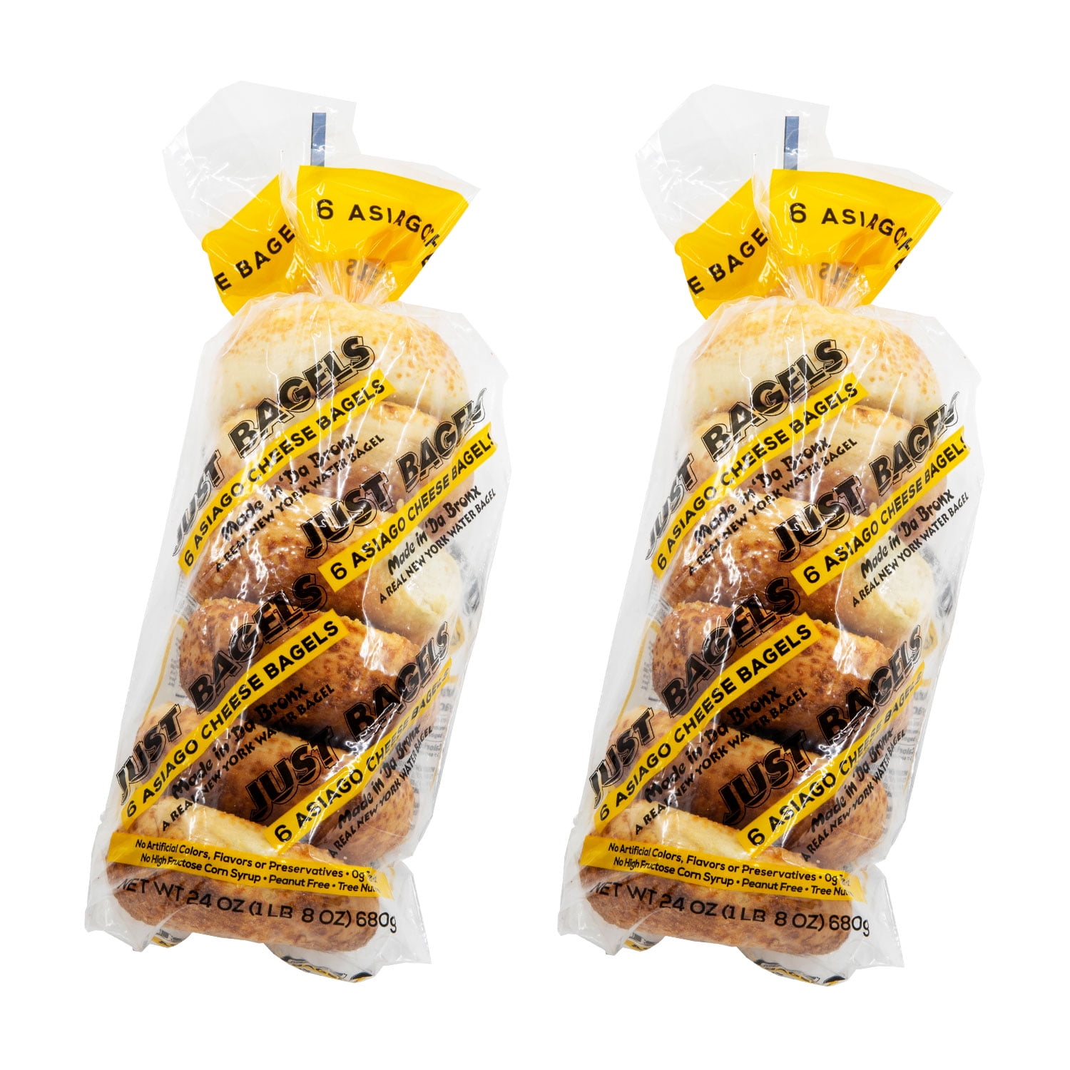 Just Bagels Asiago Bagels 12 Count (2 six packs), 24oz Bag Non