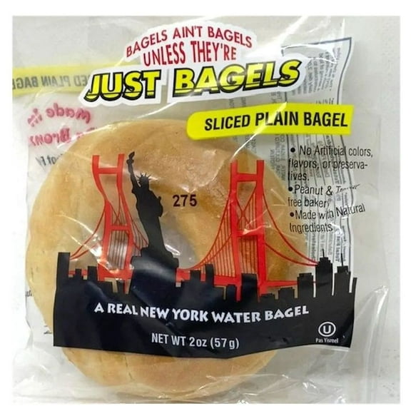 Just Bagels Individually Wrapped Mini Plain Bagel, 2 Ounce -- 60 per case
