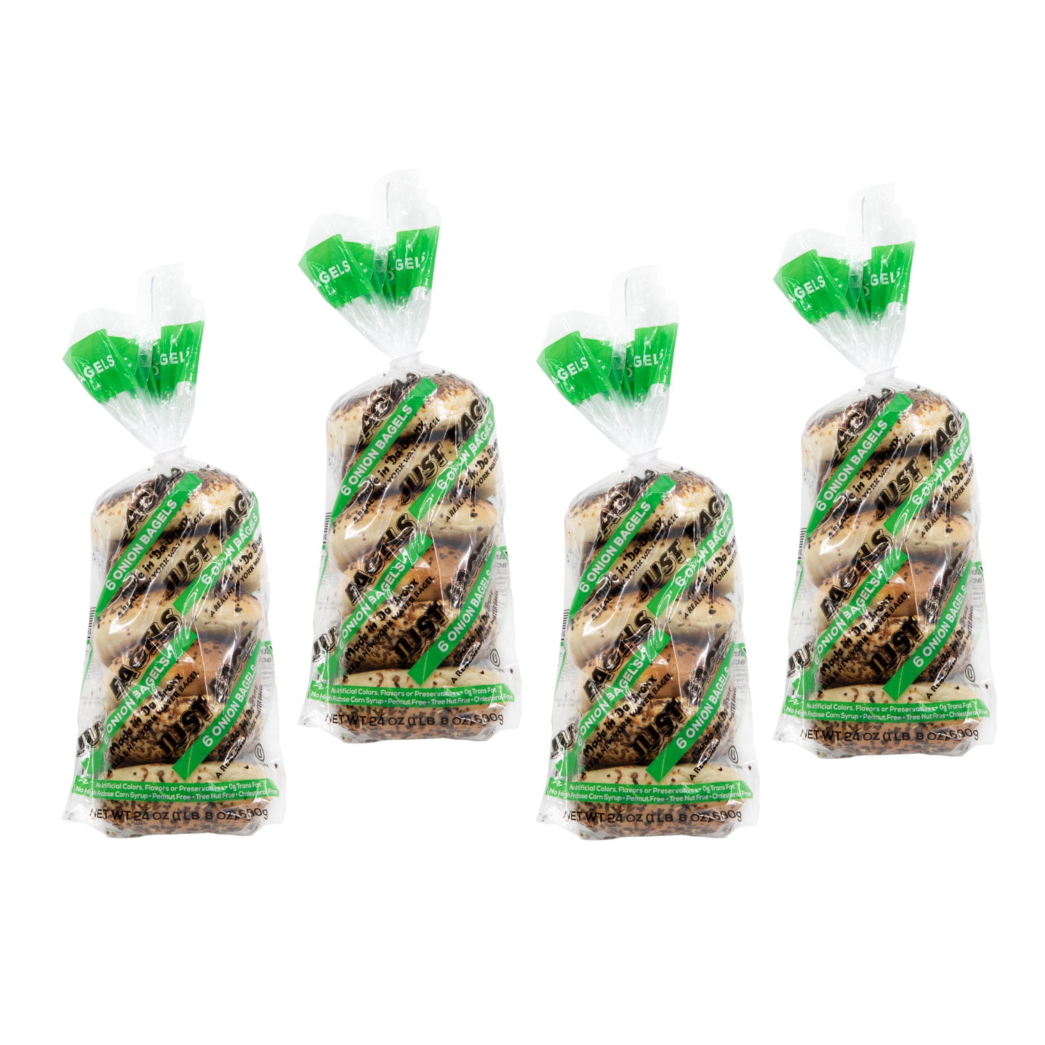 Just Bagels - Onion Bagels - 24 Count (4 six packs), 24oz Bag - Non-GMO - All Natural - NY Bagels