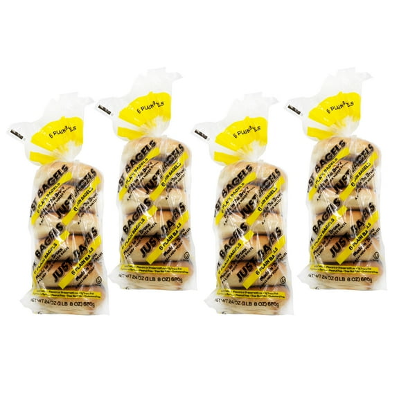 Just Bagels - Plain Bagels - 24 Count (4 six packs), 24oz Bag - Non-GMO - All Natural - NY Bagels