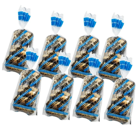 Just Bagels - Poppy Bagels - 48 Count (8 six packs), 24oz Bag - Non-GMO - All Natural - NY Bagels