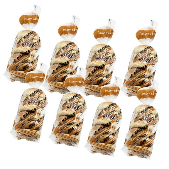 Just Bagels - Sesame Bagels - 48 Count (8 six packs), 24oz Bag - Non-GMO - All Natural - NY Bagels