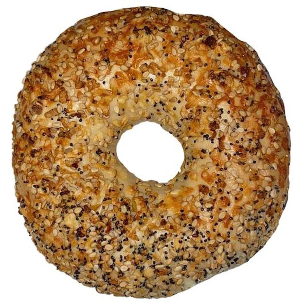 Just Bagels Unsliced Clear Asiago Everything Bagel, 4 Ounce 48 per