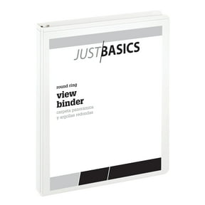Just Basics Basic Round-Ring View Binder, 1" Rings, 61% Recycled, White