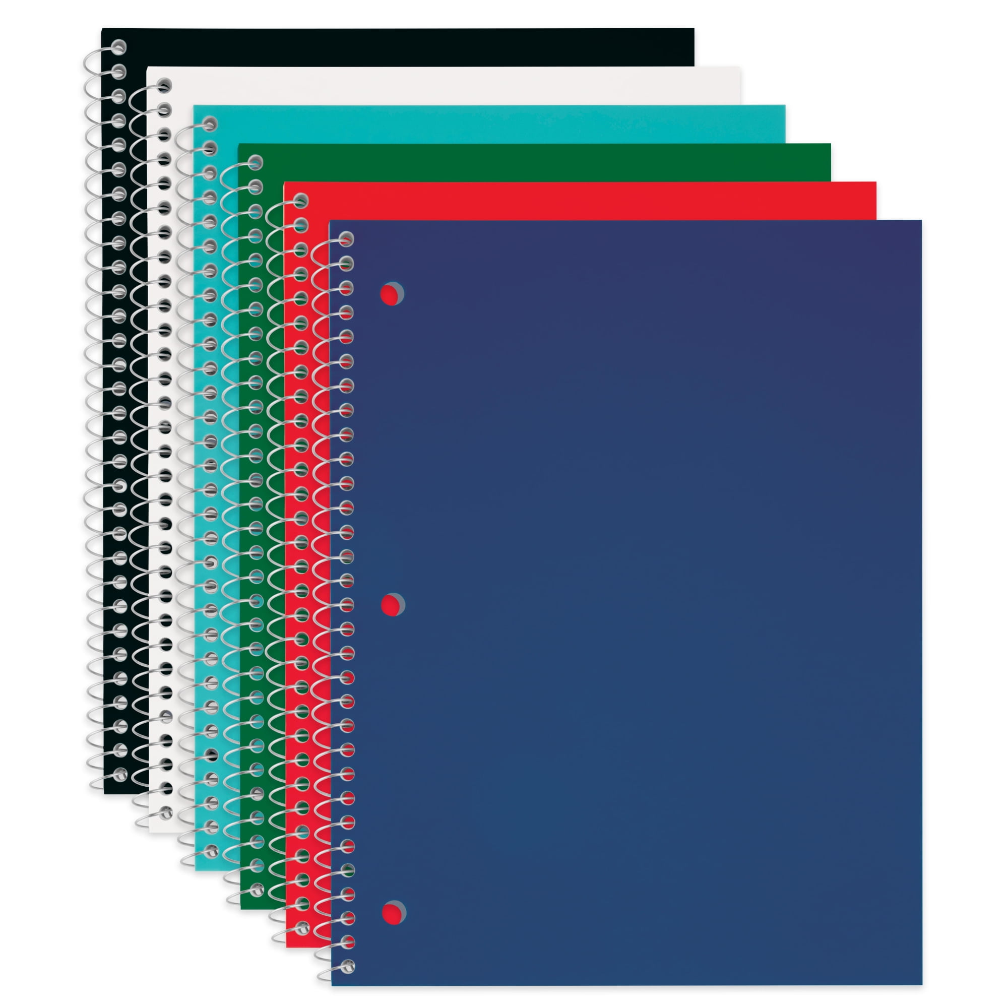 Just Basics Poly Spiral Notebook, 8" x 10-1/2", 1 Subject, College Ruled, 70 Sheets, Assorted, Pack Of 6
