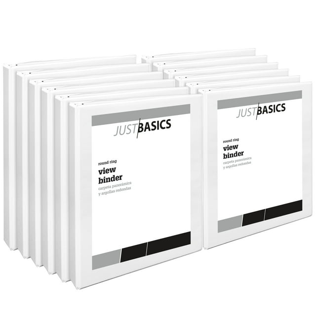 Just Basics RoundRing View Binder, 1in. Rings, 100 Recycled, White