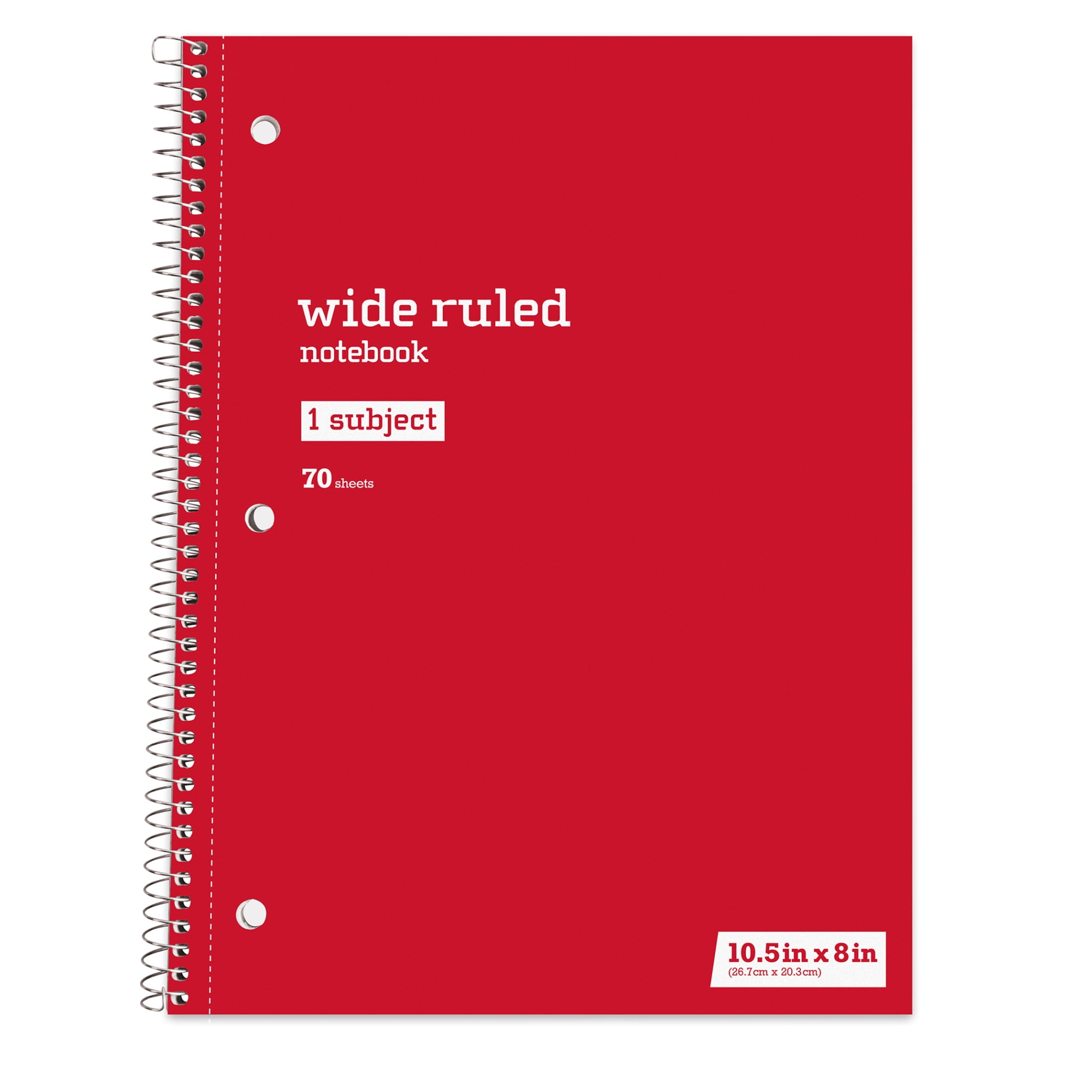 Just Basics® Spiral Notebook, 7 1/2" x 10 1/2", Wide Ruled, 140 Pages ...