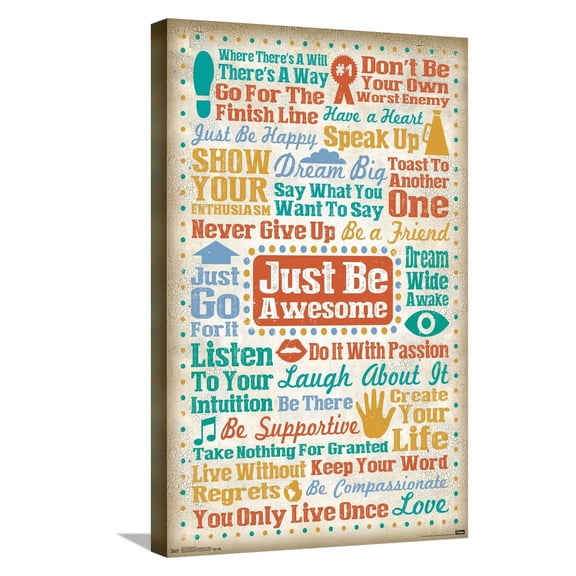 Just Be Awesome Canvas Wall Poster, 14.725" x 22.375"