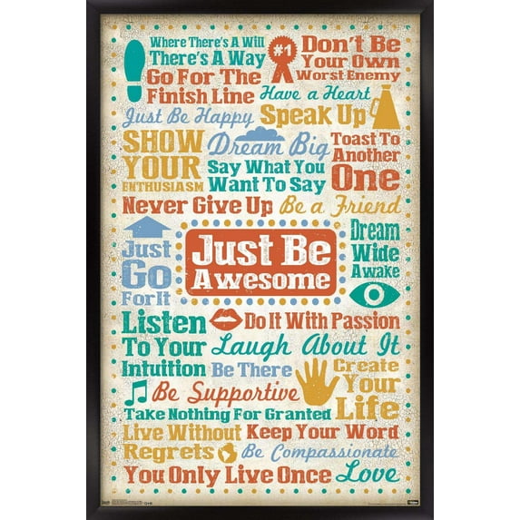 Just Be Awesome Wall Poster, 14.725" x 22.375", Framed