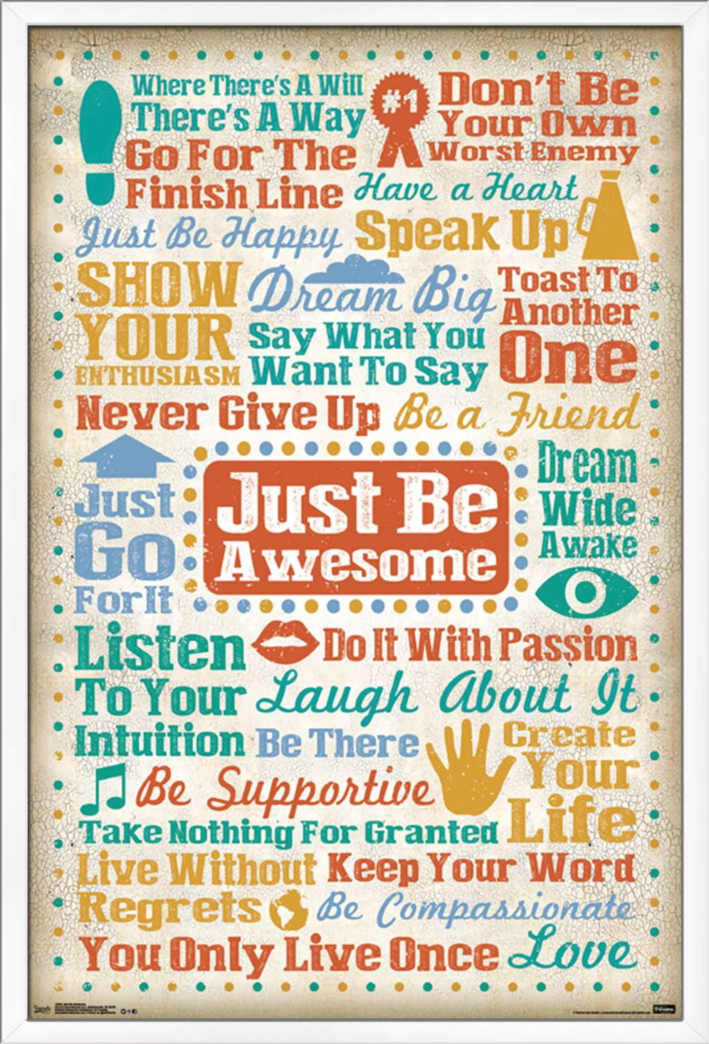Just Be Awesome Wall Poster, 22.375" x 34", Framed