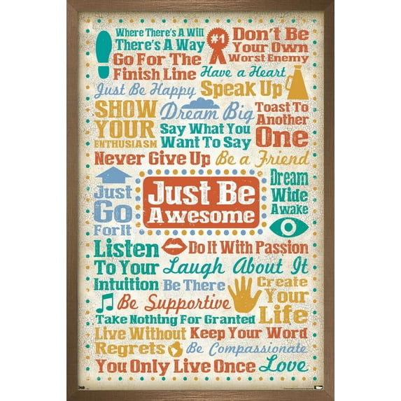 Just Be Awesome Wall Poster, 22.375" x 34", Framed